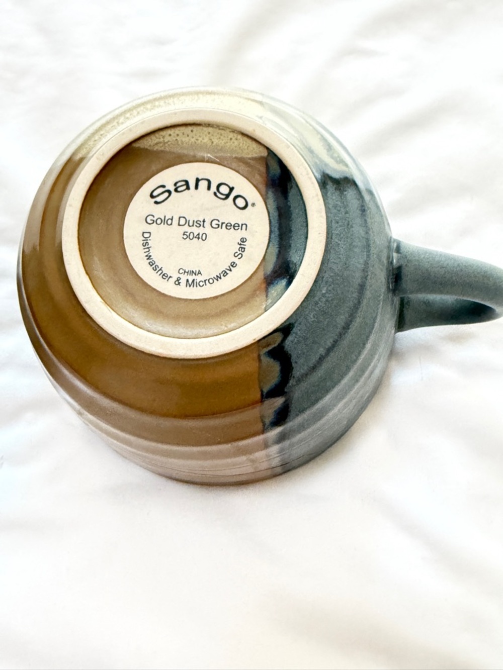 Sango Two-Tone Brown and Green Ceramic Mug